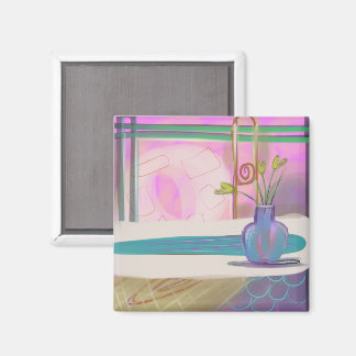 Pink Abstract Interior Bouquet Original Art Magnet
