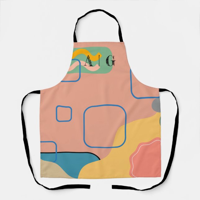 Pink, Abstract Kitchen Apron Customizable (Front)