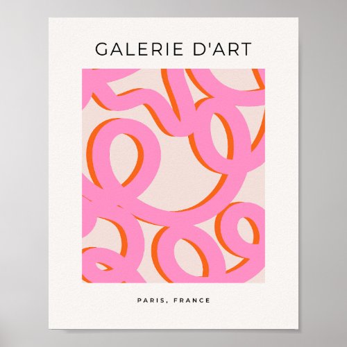 Pink Abstract Line Brush Strokes Poster
