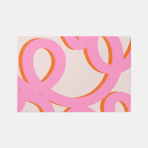 Pink Abstract Line Brush Strokes Rug