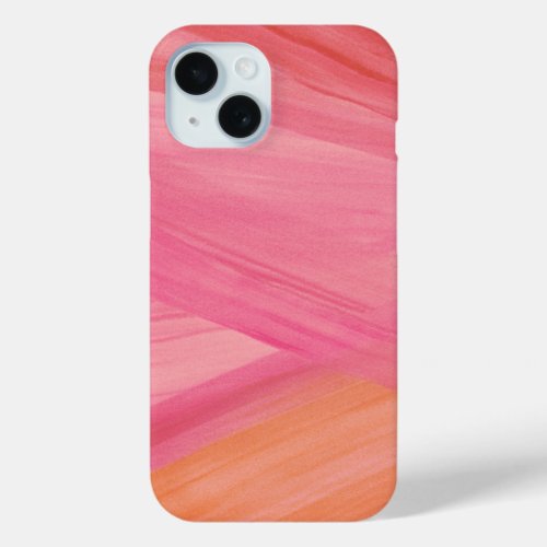 Pink Abstract Lines Modern Watercolor Pattern iPhone 15 Case