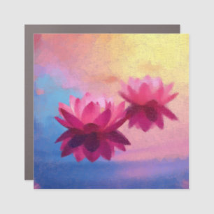 Pink Abstract Lotus Flowers Car Magnet