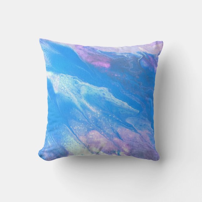 Pink Abstract Marble Stone Paint Tie Dye Throw Pillow (Front)