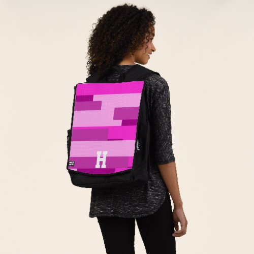Pink Abstract Monogram Backpack