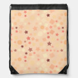Pink Abstract of Stars and Squares Drawstring Bag