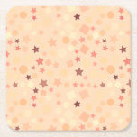 Pink Abstract of Stars and Squares Square Paper Coaster