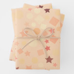 Pink Abstract of Stars and Squares Wrapping Paper Sheets