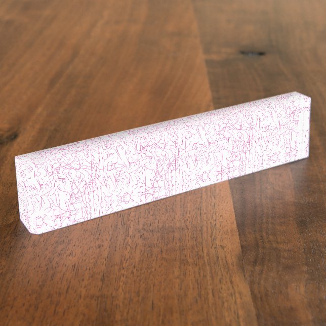 Pink Abstract Office File Folder Set Desk Name Plate (Side)