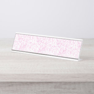 Pink Abstract Office File Folder Set Desk Name Plate