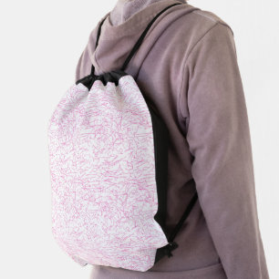 Pink Abstract Office File Folder Set Drawstring Bag
