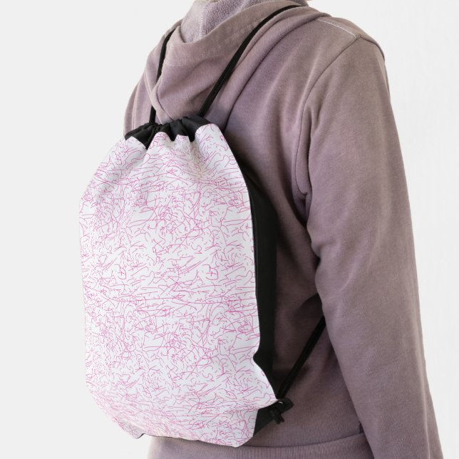 Pink Abstract Office File Folder Set Drawstring Bag (Insitu)