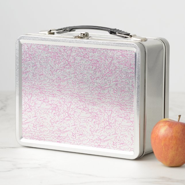 Pink Abstract Office File Folder Set Metal Lunch Box (In Situ)
