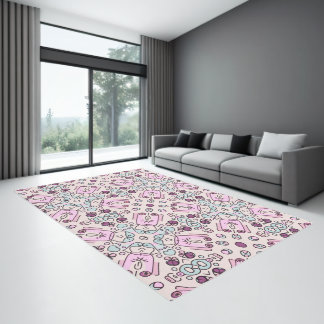 Pink abstract outdoor or indoor rug