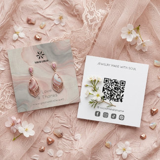 Pink Abstract Pattern Jewelry Display Logo TMF26 Square Business Card