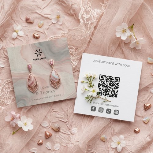 Pink Abstract Pattern Jewelry Display Logo TMF26 Square Business Card
