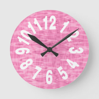 Pink Abstract Pattern Large Numbers Round Clock