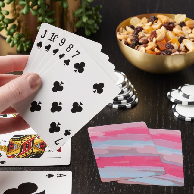 Pink Abstract Pattern Poker Cards (In Situ)