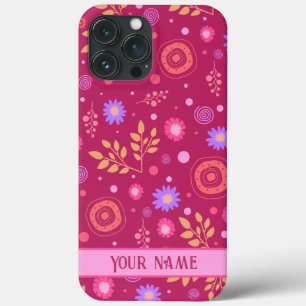 Pink Abstract Personalized Name Fun Modern iPhone 13 Pro Max Case