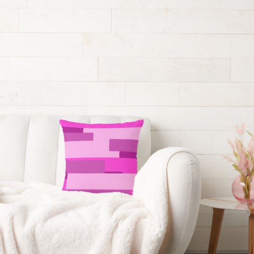 Pink Abstract Rectangle Pattern Throw Pillow