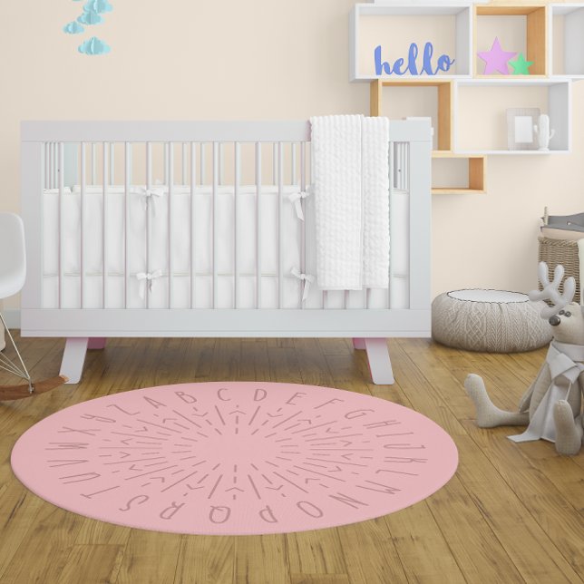 Pink Abstract Sun Alphabet ABC Nursery Rug (Pink Abstract Sun Alphabet ABC Nursery Rug)
