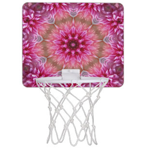Pink abstract textured floral mini basketball hoop