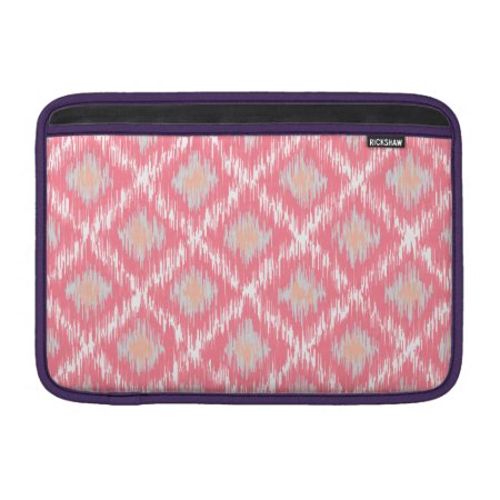 Pink Abstract Tribal Ikat Chevron Diamond Pattern Sleeve For Macbook A
