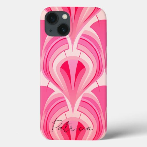 Pink Abstract Water Drop Pattern Girly Elegant iPhone 13 Case