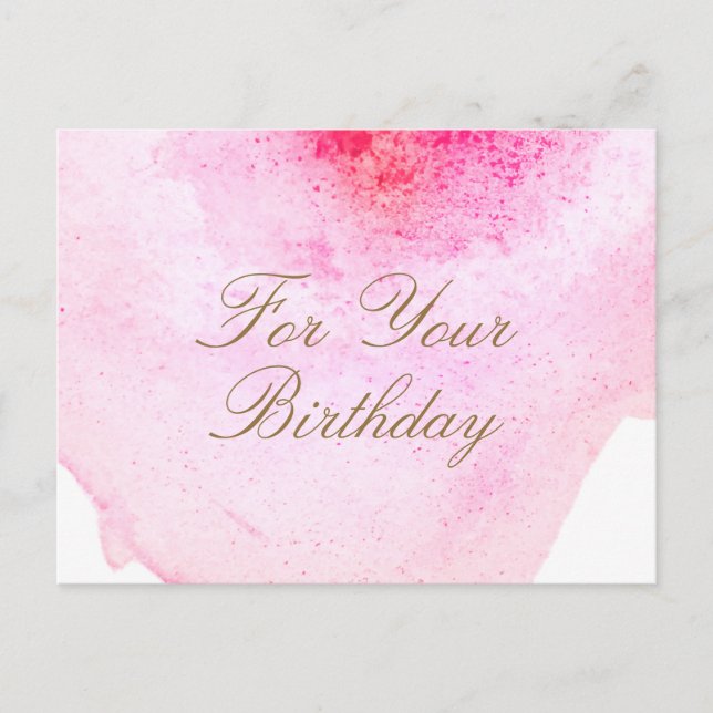 Pink Abstract Watercolor Birthday Reward Card (Front)