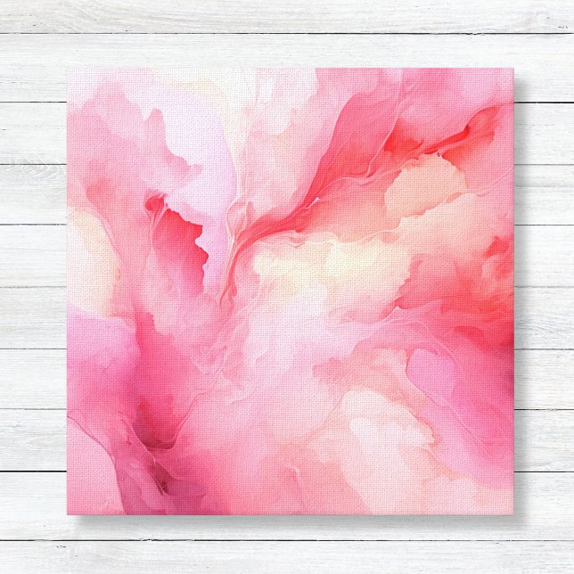 Pink Abstract Watercolor Bloom Canvas (Abstract Pink Watercolor Printed Canvas - Any Room or Girl's Nursery Wall Art Decor)