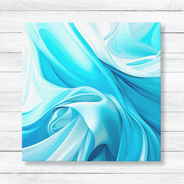 Pink Abstract Watercolor Bloom Canvas Print (Blue and White Flowing Abstract Canvas Art for Living Room Bedroom, Boy's Nursery, Bathroom Decor)