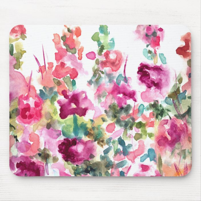 Pink Abstract Watercolor Flower Background Mouse Pad Zazzle Com