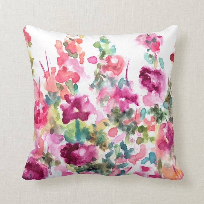 Pink Abstract Watercolor Flower Background Throw Pillow Zazzle Com