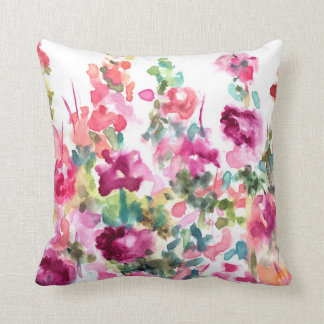 Pink Abstract Watercolor Flower Background Throw Pillow