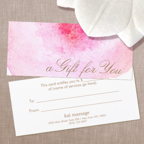 Pink Abstract Watercolor Gift Certificate