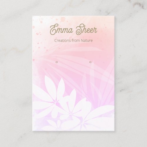 Pink Abstract Watercolor Plant Leaves  Business Ca Business Card
