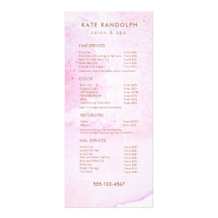 Pink Abstract Watercolor Salon Price List Menu