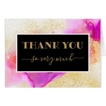 Pink Abstract Watercolor Wedding Thank You Card by melanileestyle at Zazzle