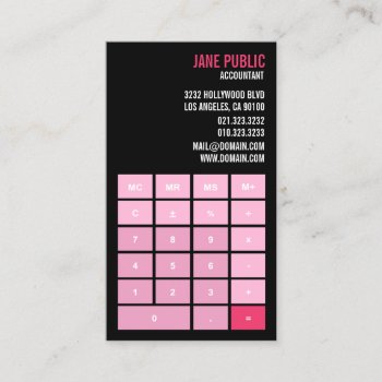 Pink Accountant Calculator Business Card by J32Teez at Zazzle