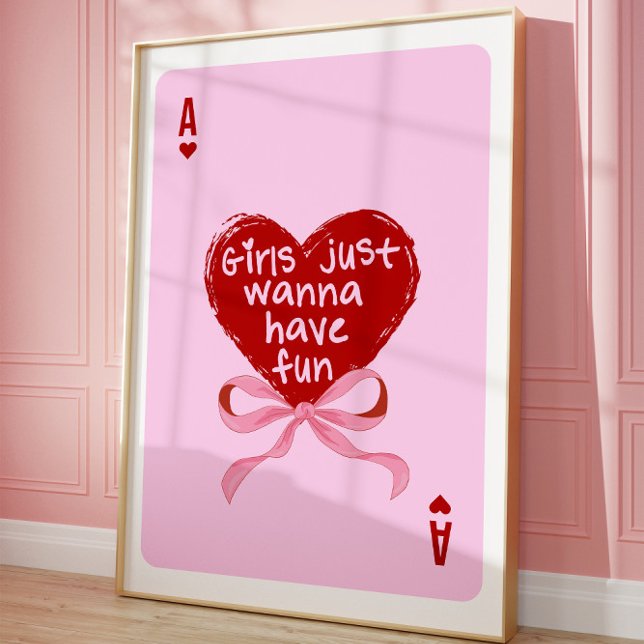 Pink Ace of Hearts Aesthetic Girly Art Wall Poster (Creator Uploaded)