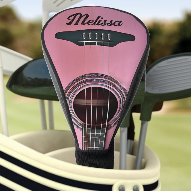 Pink Acoustic Guitar Guitarist Instrument Name Golf Head Cover (pink acoustic guitar golf head cover)