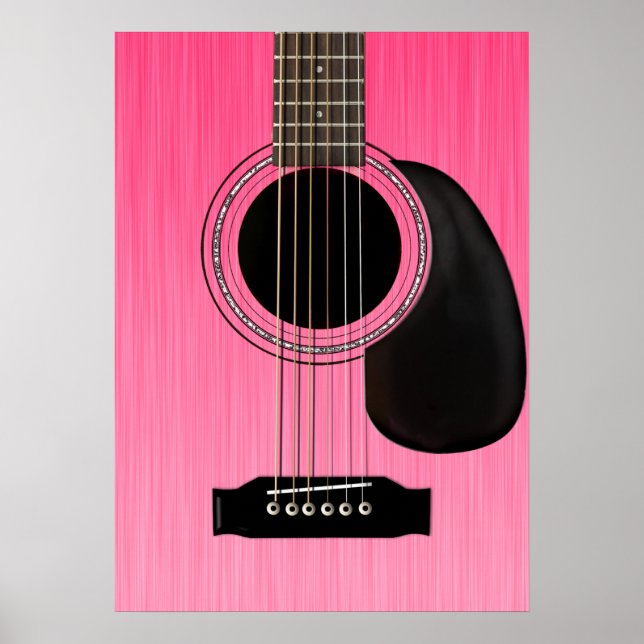 Pink Acoustic Guitar Poster (Front)