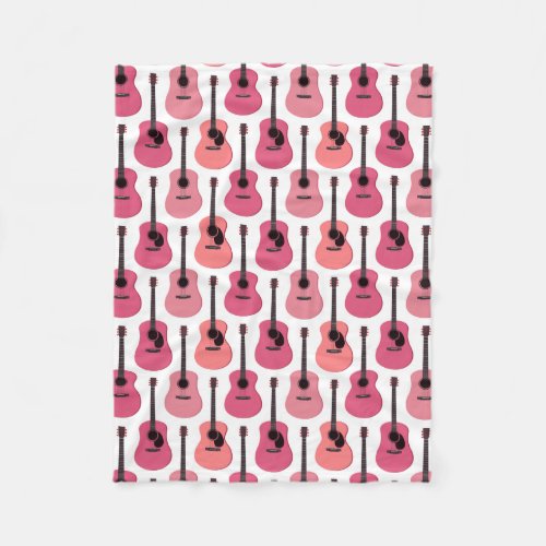 Pink Acoustic Guitars Pattern Fleece Blanket