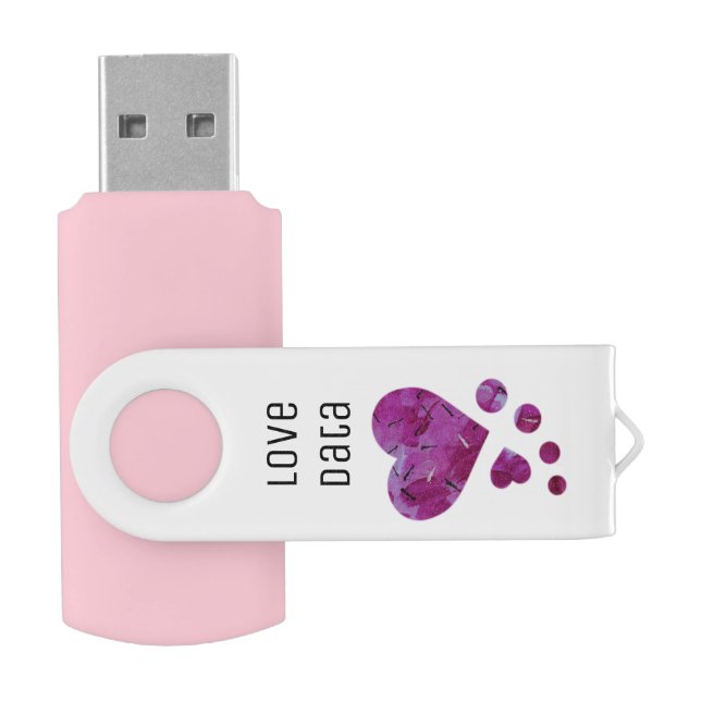 Pink Acrylic Hearts USB Flash Drive (Opened)