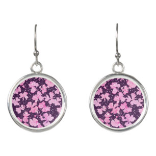 Pink Acrylic Paint Flower Petals Earrings