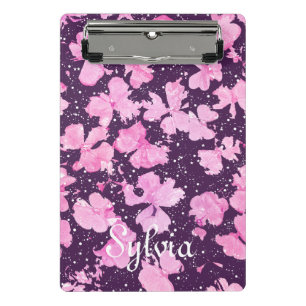 Pink Acrylic Paint Flower Petals Mini Clipboard