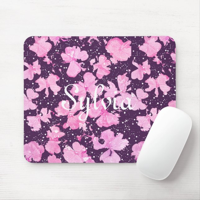 Pink Acrylic Paint Flower Petals Mouse Pad (With Mouse)