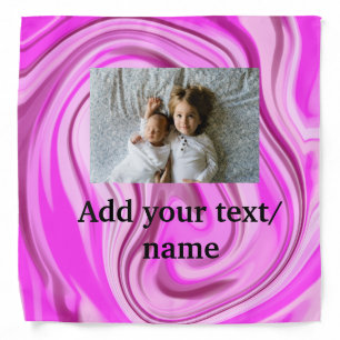 Pink acrylic pour marble add your text photo thro bandana