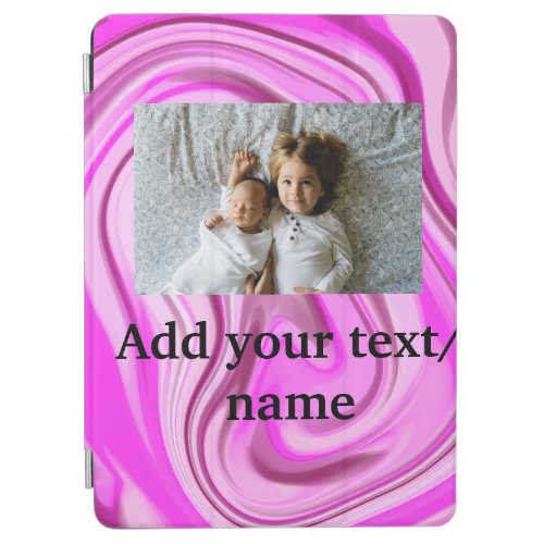Pink acrylic pour marble add your text photo  thro iPad air cover