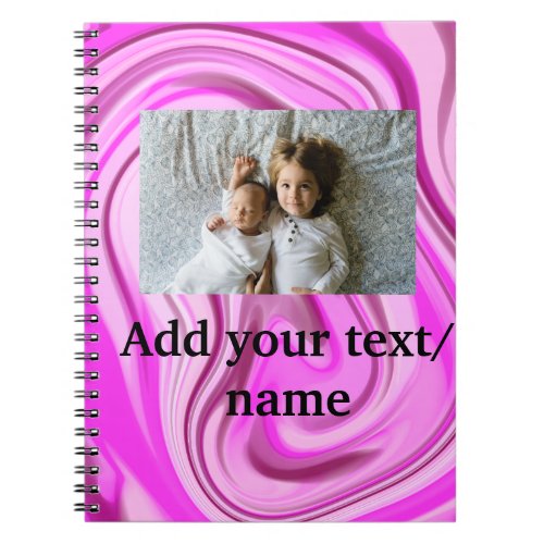 Pink acrylic pour marble add your text photo  thro notebook