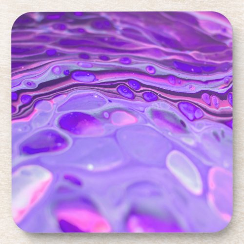 Pink Acrylic Purple Fluid Art Painting Marble Beverage Coaster